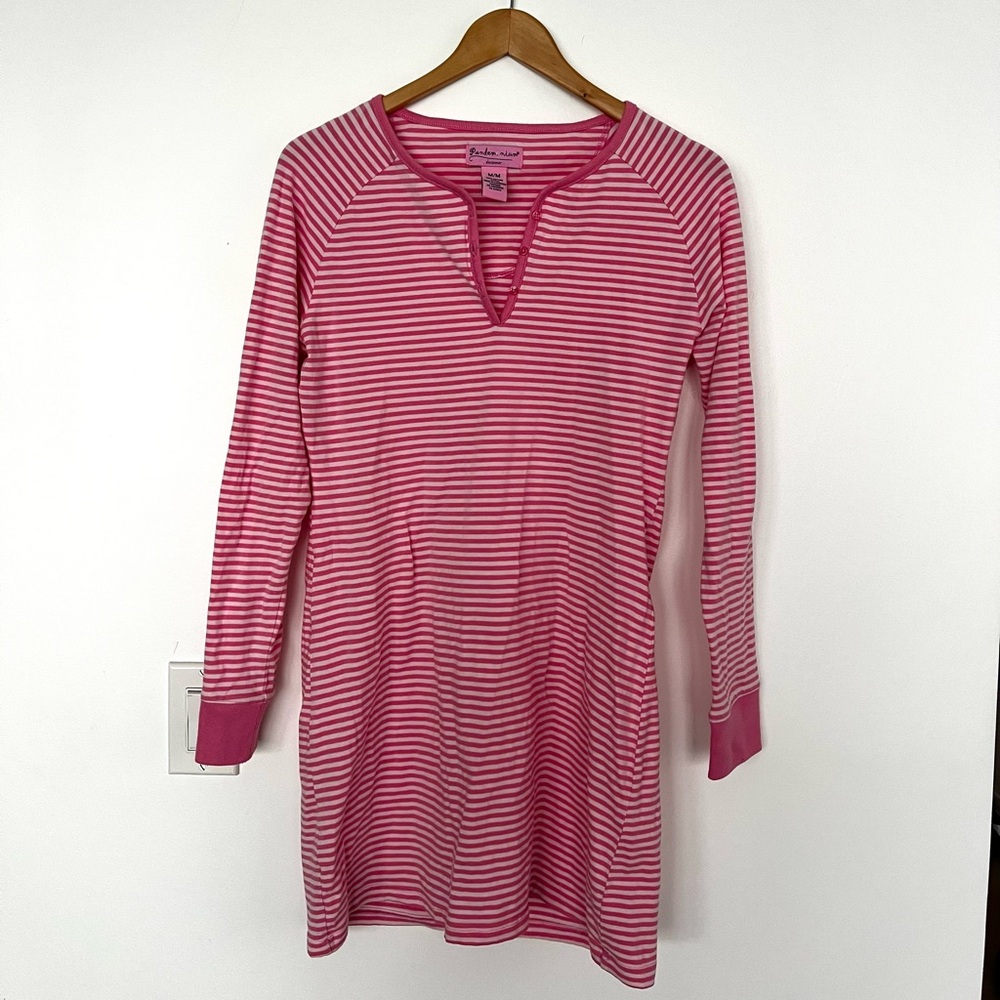 Vintage Pandemonium Pink Striped Long Sleeve Pyjama Dress | Size M